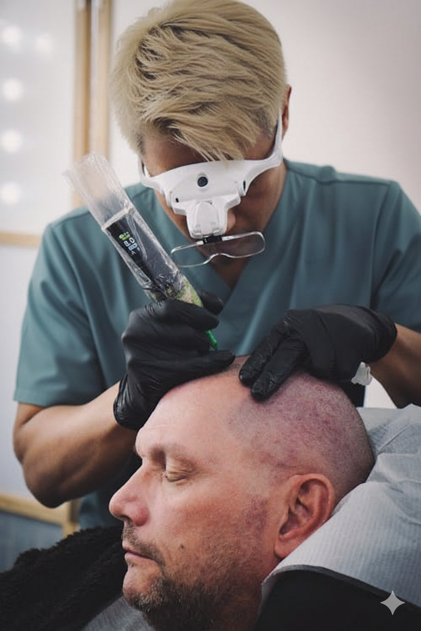 micropigmentacion capilar en proceso